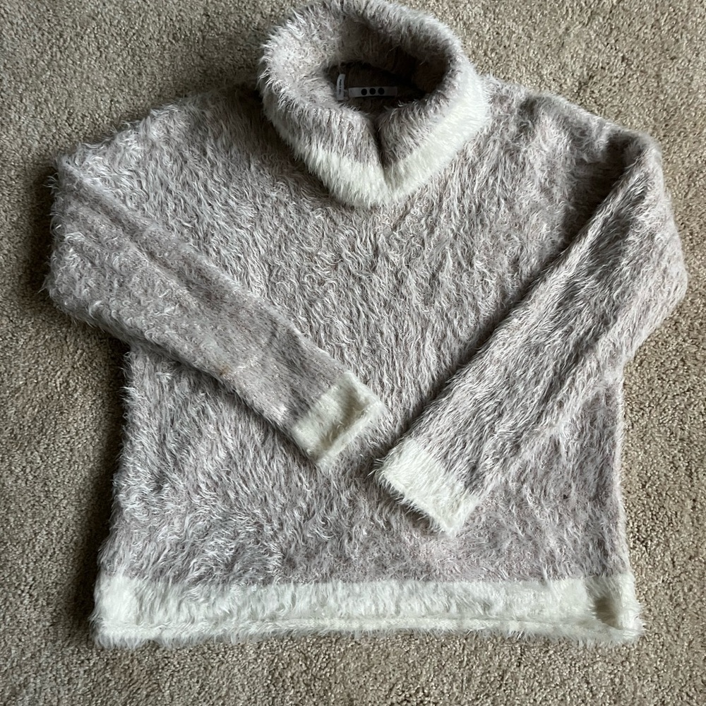 Three dots fuzzy turtle neck sweater